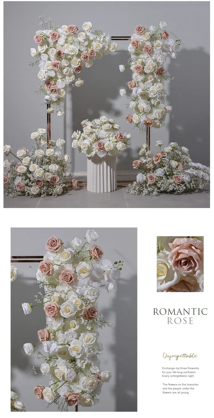 White and Blush Pink Floral Wedding Arch Set