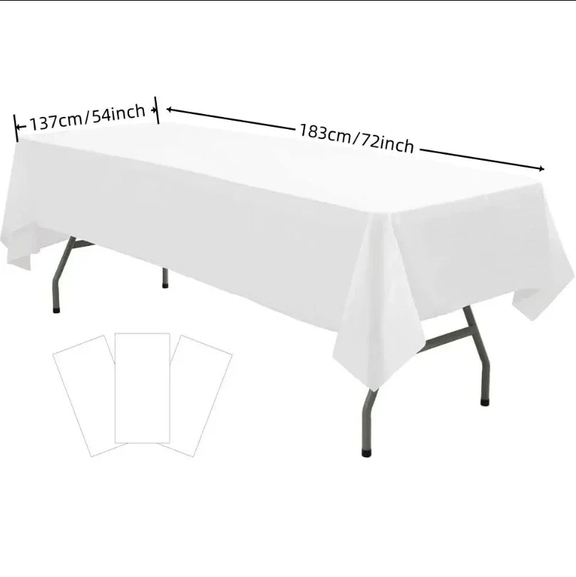 Plastic Table Cloth 54" x 72", Disposable Tablecloths Rectangle Table Cover, Plastic Table Cloths for Parties