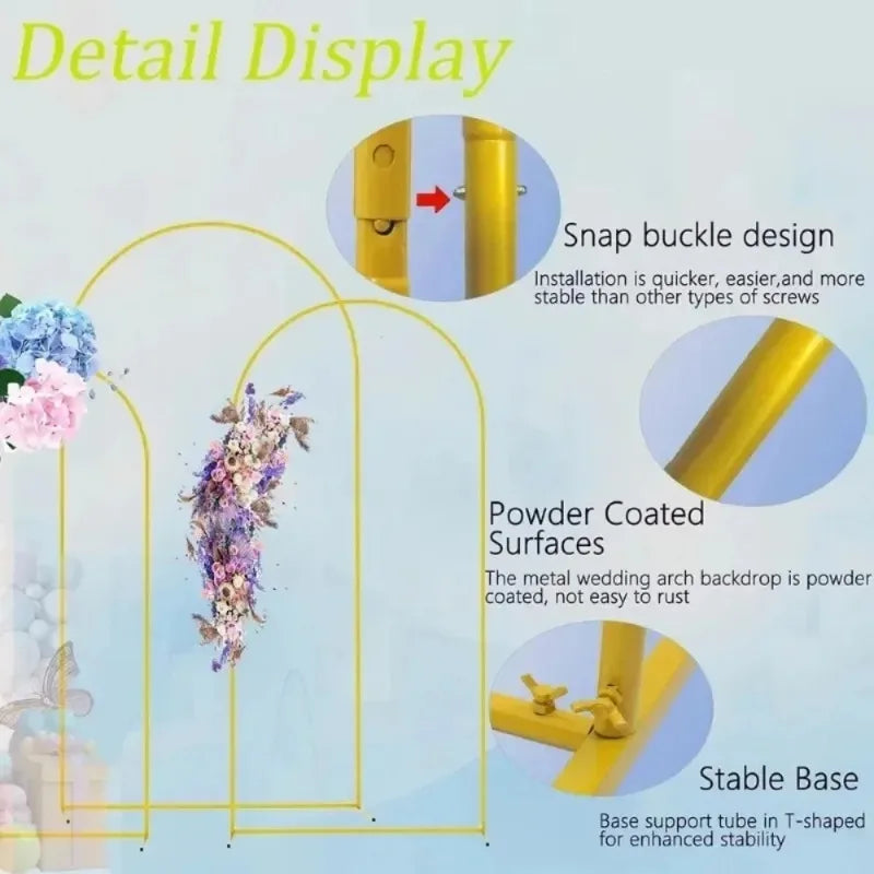 Gold Wedding Arch Stand Event Backdrop Frame