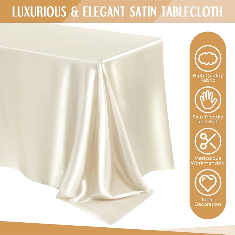 Elegant Satin Tablecloth Rectangle Wedding Table Cover