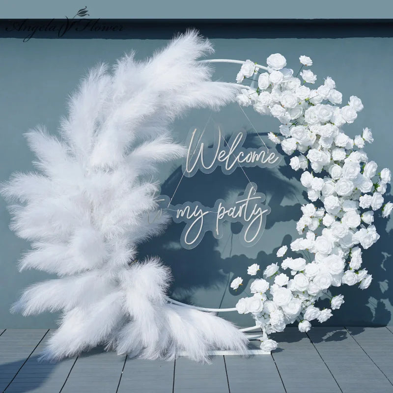 Elegant Pampas Rose Wedding Arch Decoration Piece