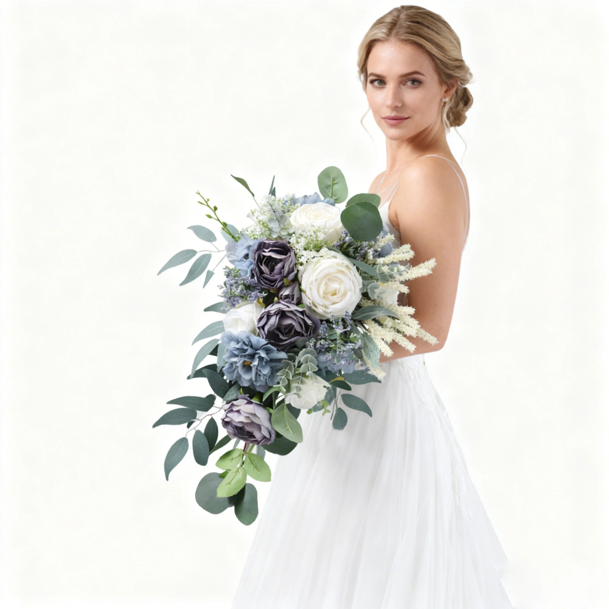Purple Cascading Bridal Wedding Bouquet