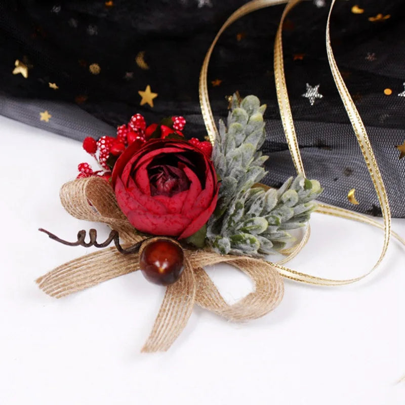 Rose Linen Wrist Corsage