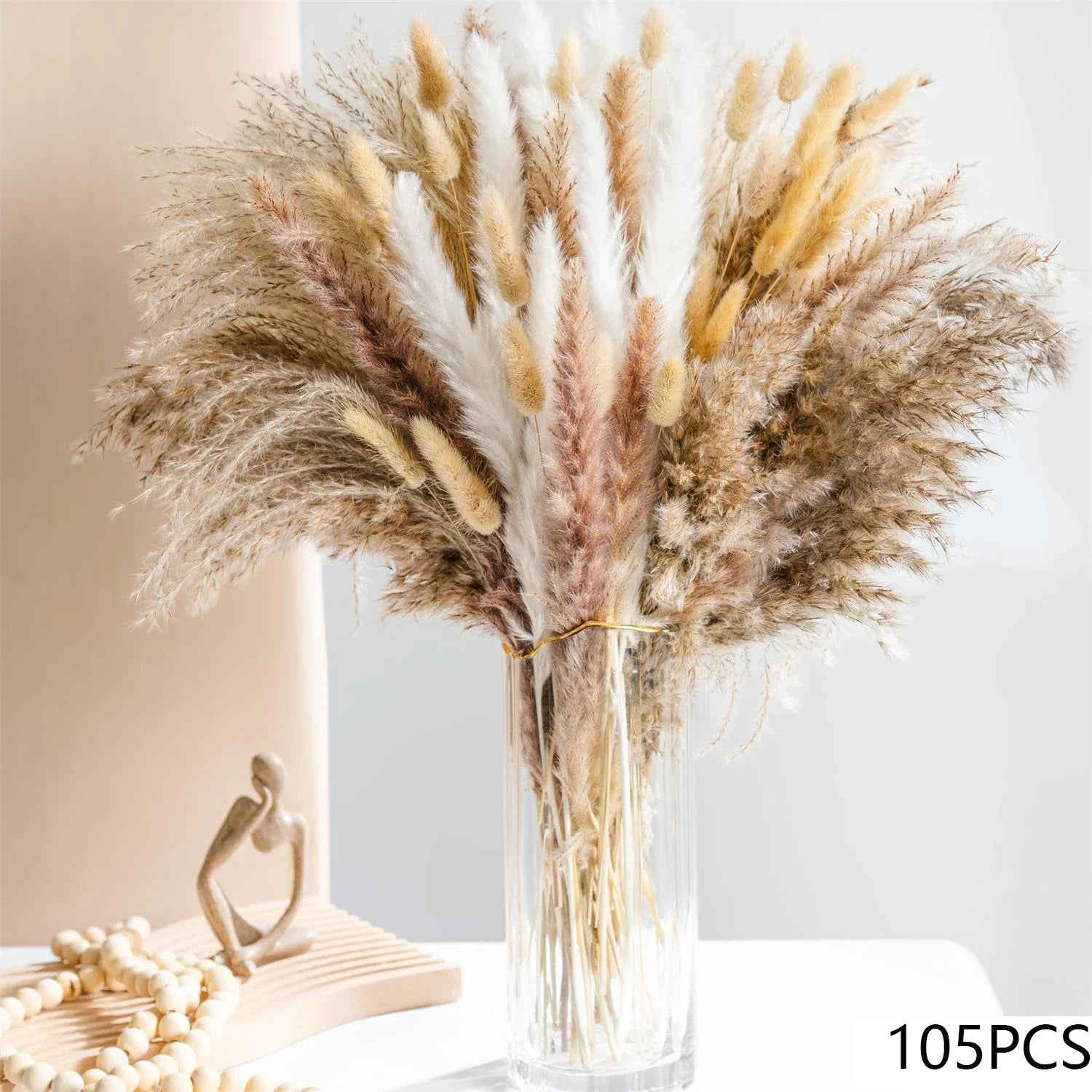 105pcs Natural Dried Flowers Pampas Floral Bouquet Boho Country Home D
