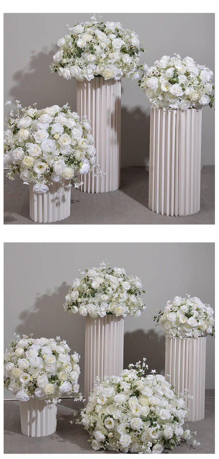 Elegant White Rose and Baby's Breath Flower Ball Decor