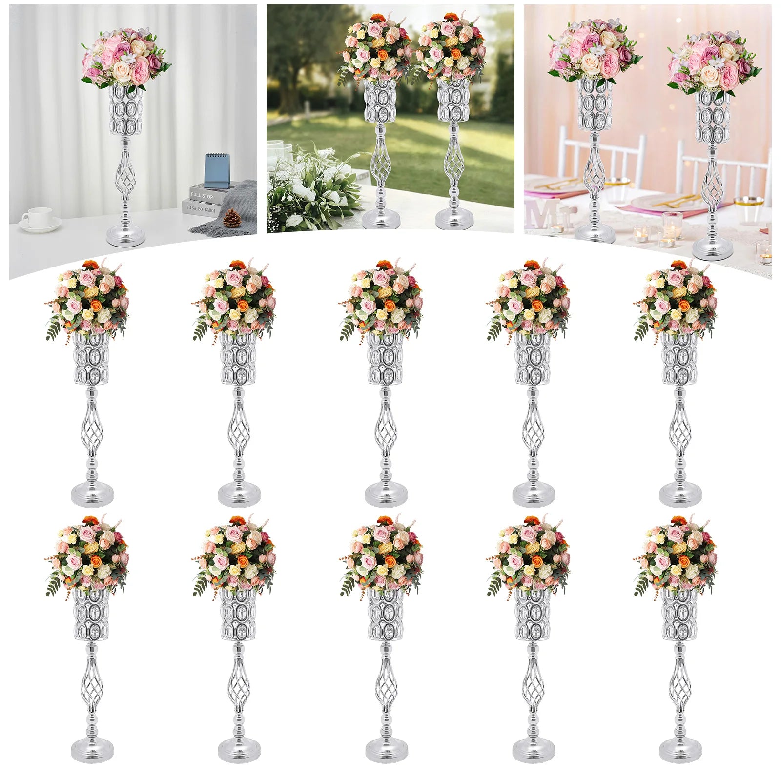 Elegant Wedding Flower Vases, 10-Piece Set