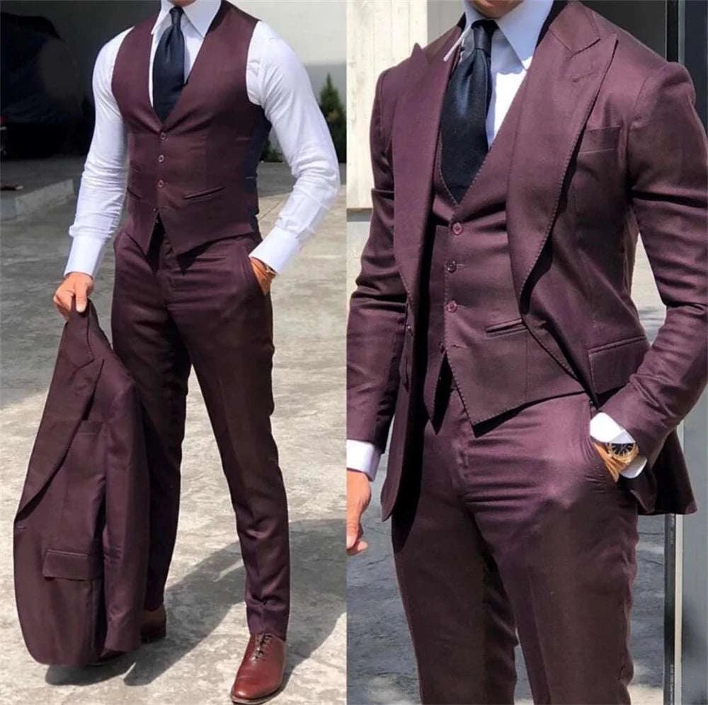 Elegant Wedding Tuxedos Suits Slim Fit Bridegroom For Men 3 Pieces Gro