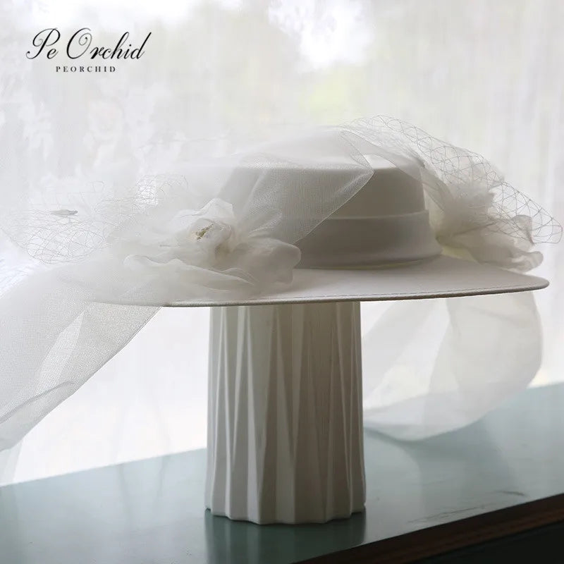 Vintage Floral Bridal Felt Hat