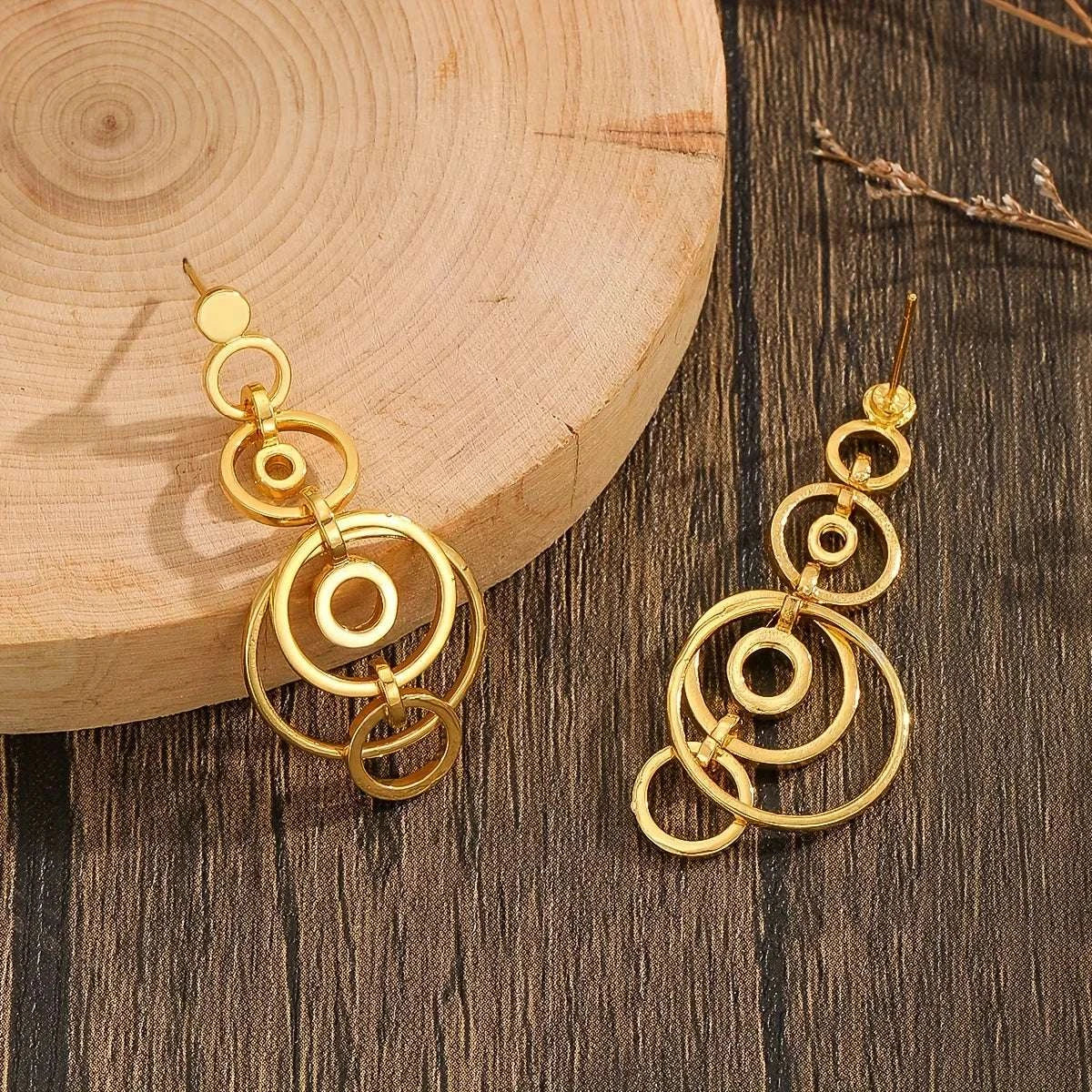  New Geometric Gold Color Hoops Hollow  Earrings For Women Fashion Jew