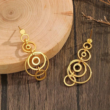  New Geometric Gold Color Hoops Hollow  Earrings For Women Fashion Jew