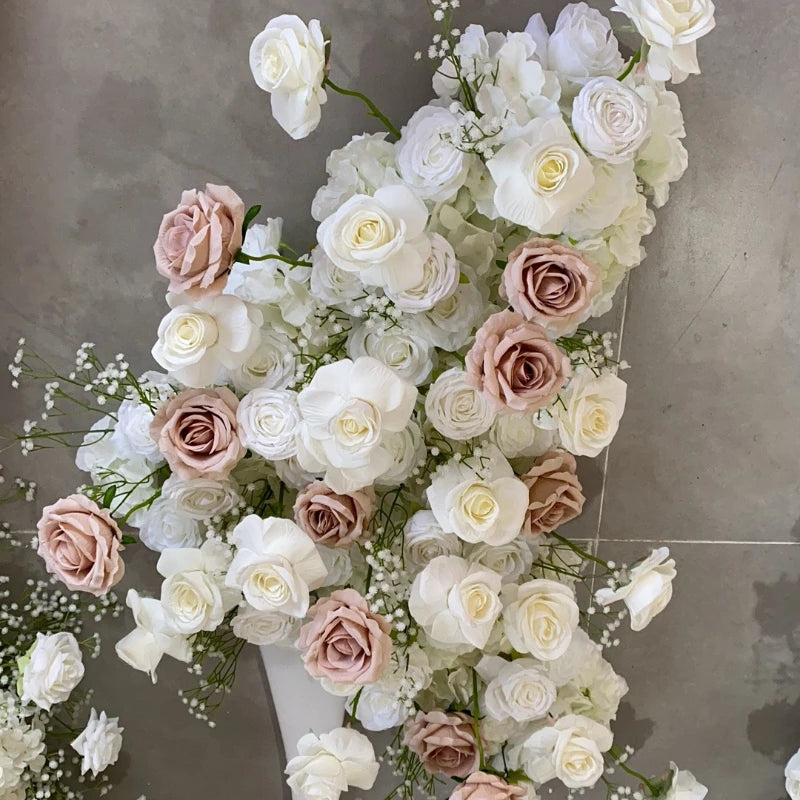 White and Blush Pink Floral Wedding Arch Set