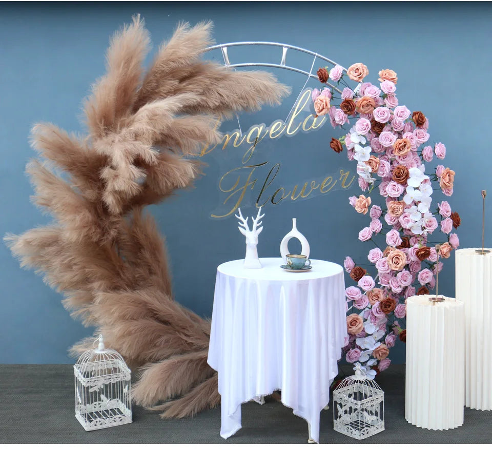 Elegant Pampas Rose Wedding Arch Decoration Piece