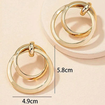 Gold Color Twisted Big Hoop Earrings For Women Night Club Party Girls 