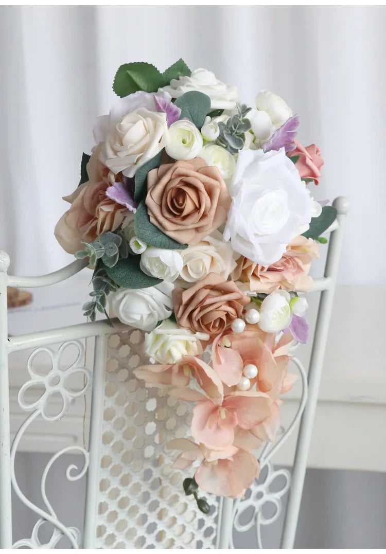Elegant Cascading Rose Bouquet Bridal Floral Arrangement