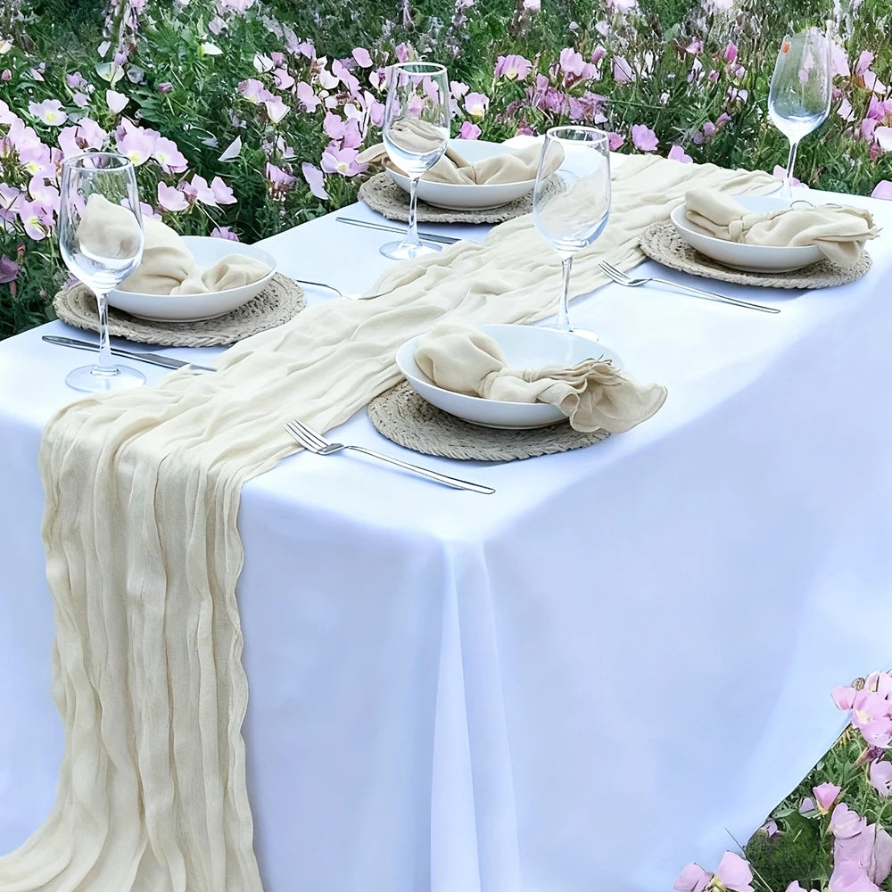 Soft Gauze Rustic Setting Table Runner and Napkin Set