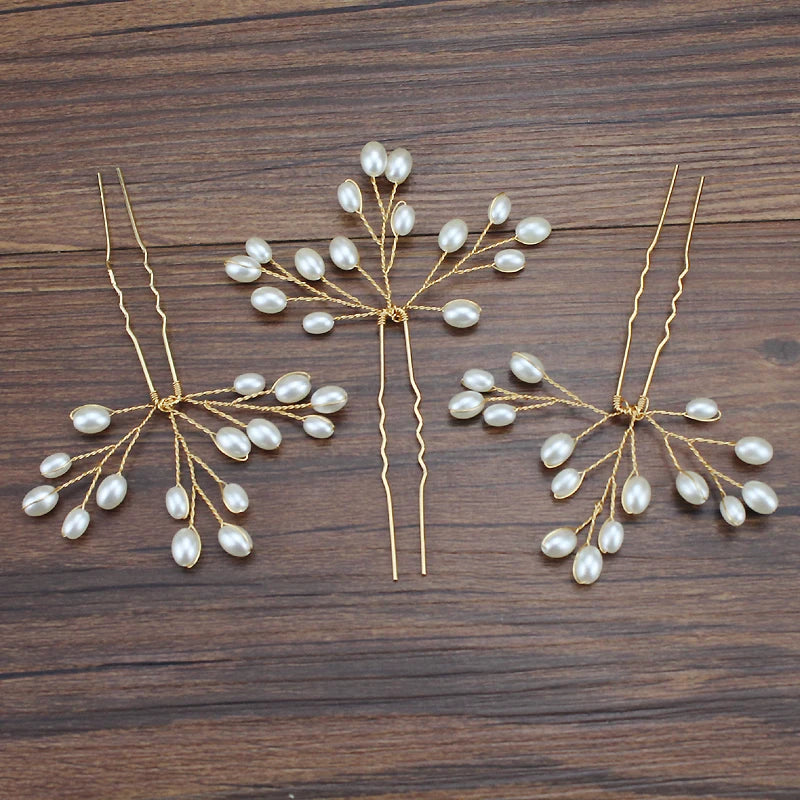 Delicate Pearl Bridal Hair Pins – Gold & Silver Wedding Hair Accessories
