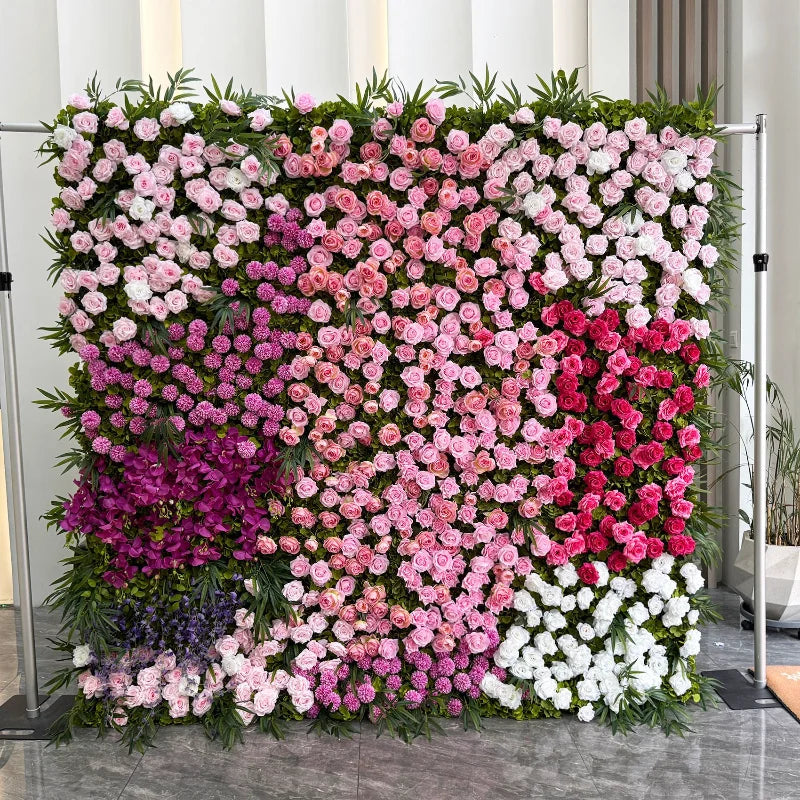 Pink Cloth Flower Wall Rose Hydrangea Backdrop