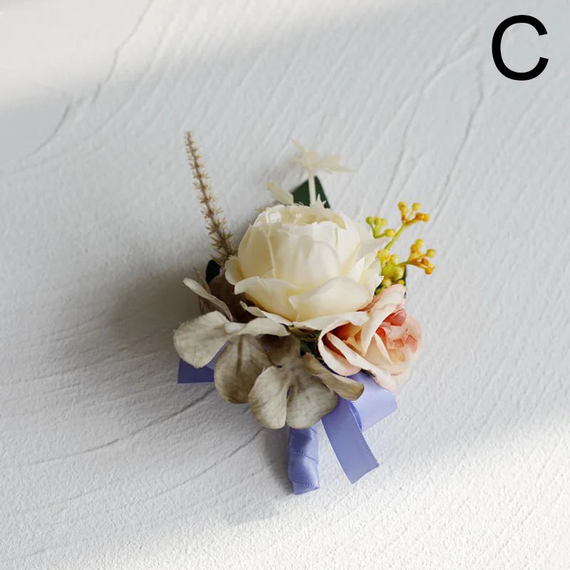 Silk Rose Wedding Boutonniere