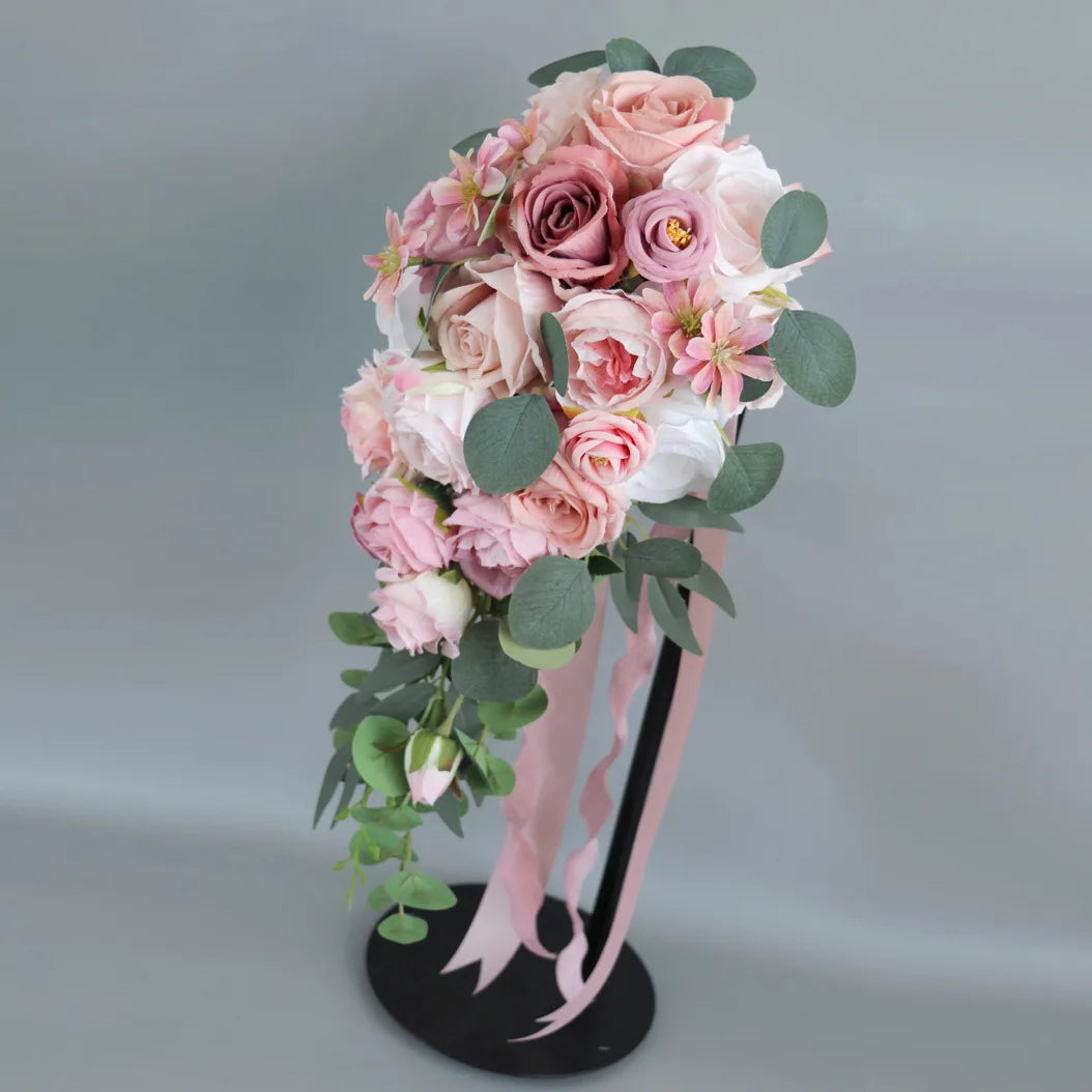 Pink Roses and Cherry Blossoms Bridal Bouquet
