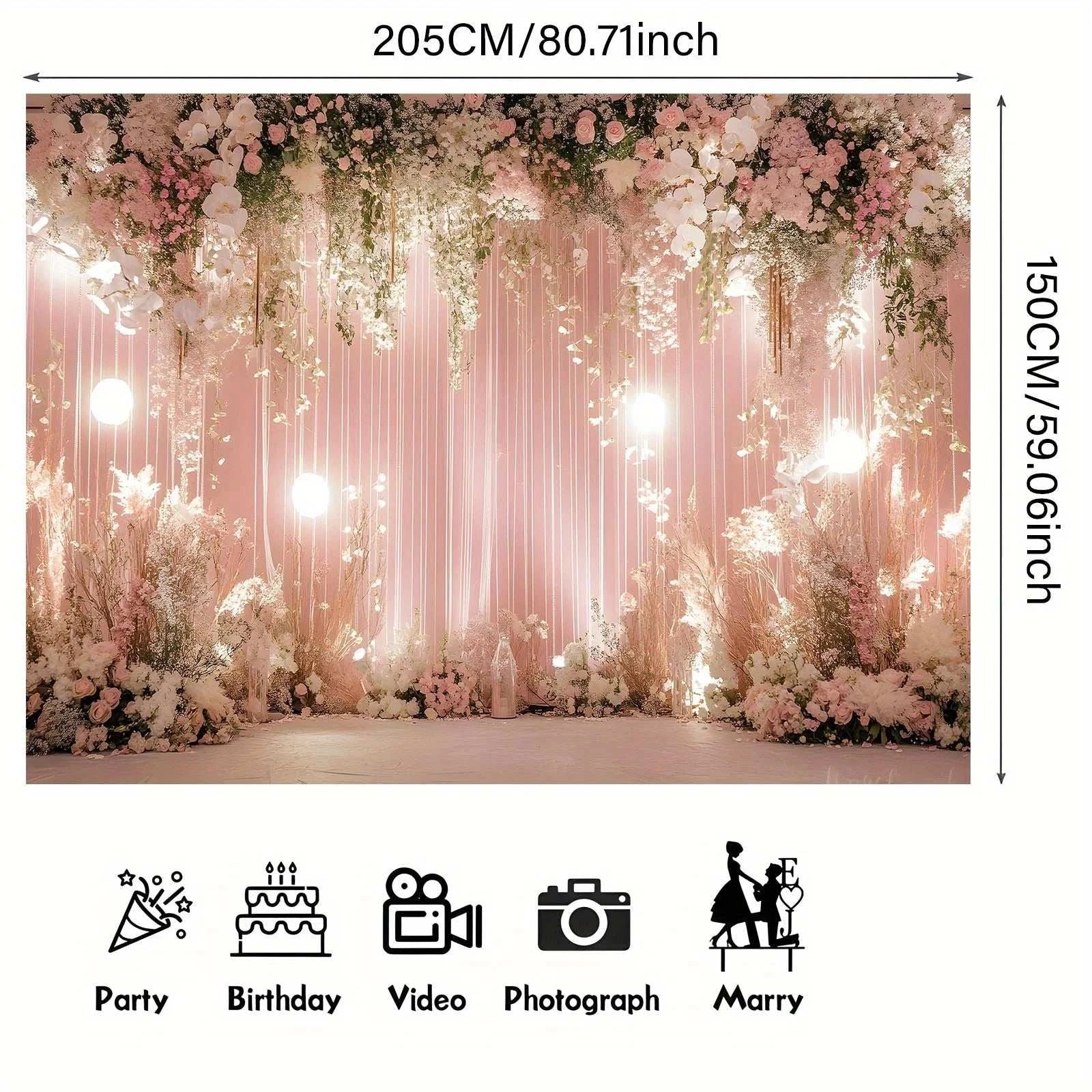 Pink Pink Flower Lantern Wedding - Elegant Photo Wall with White and P