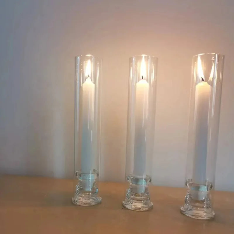 Tall Clear Glass Candle Holders