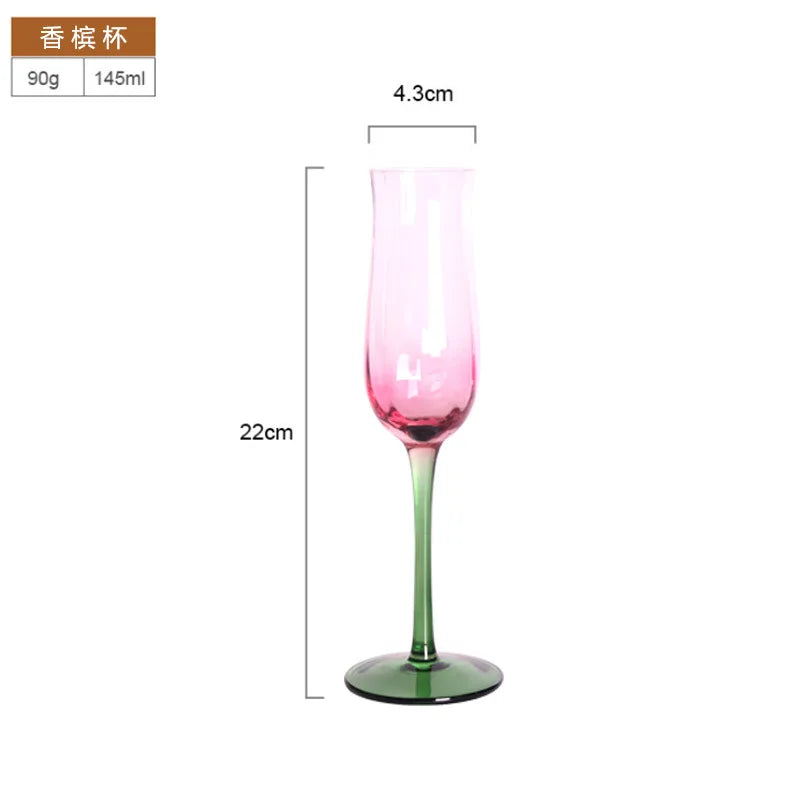 Creative Medieval Cocktail Wine Glasses Hand-Blown Gradient Dense Edge