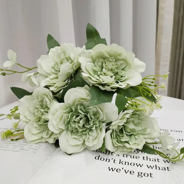 5 big flower heads beautiful peony flower silk flower high quality art