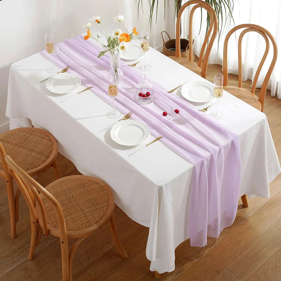 Soft Chiffon Table Runner Elegant Party Decor
