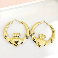 New Style Gold Color Heart Hoop Earring Women Girls Gifts Simple Fashi