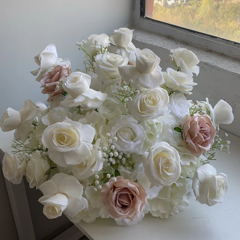 White and Blush Pink Floral Wedding Arch Set