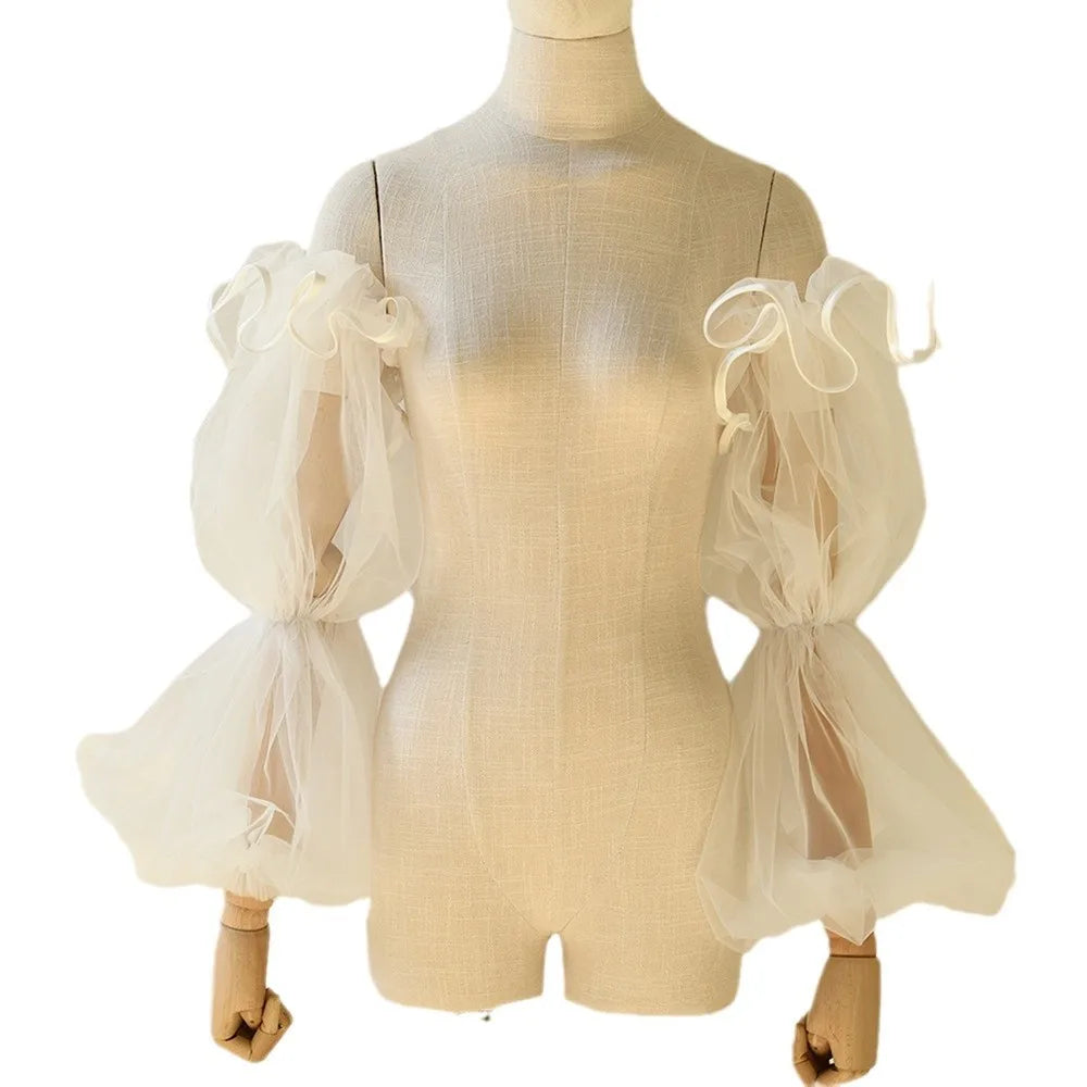 Vintage Ruffle Bridal Puffy Sleeves