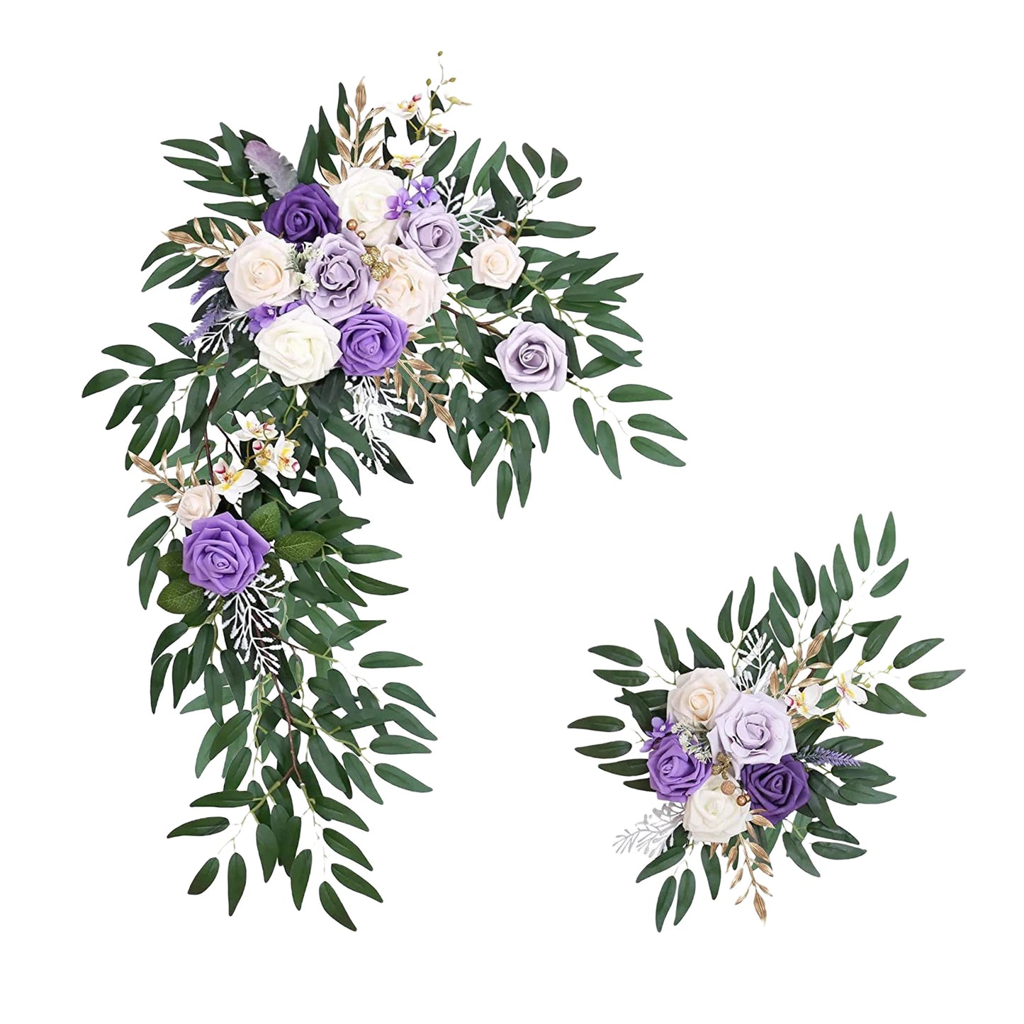 Large 2Pcs Artificial Flower Swag Floral Swag Garland Wedding Arch Flowers Kit for Sign Rustic Artificial Floral Swag Arch Decor
