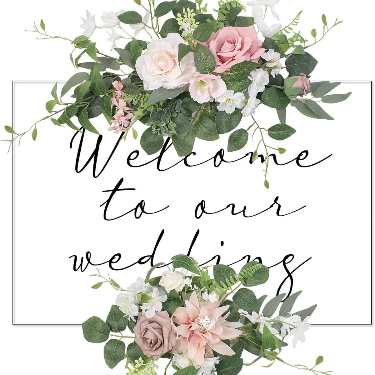 Romantic Floral Sign Swag Set – Artificial Wedding & Event Flowers