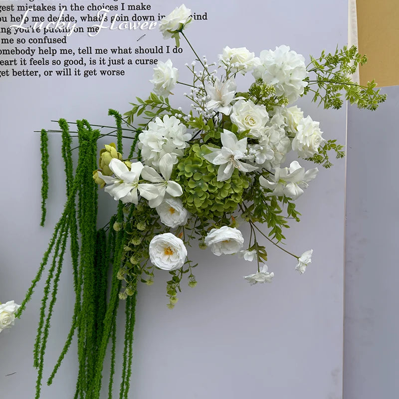 White Green Flowers Wedding Decoration Artificial Flowers Floral Backd