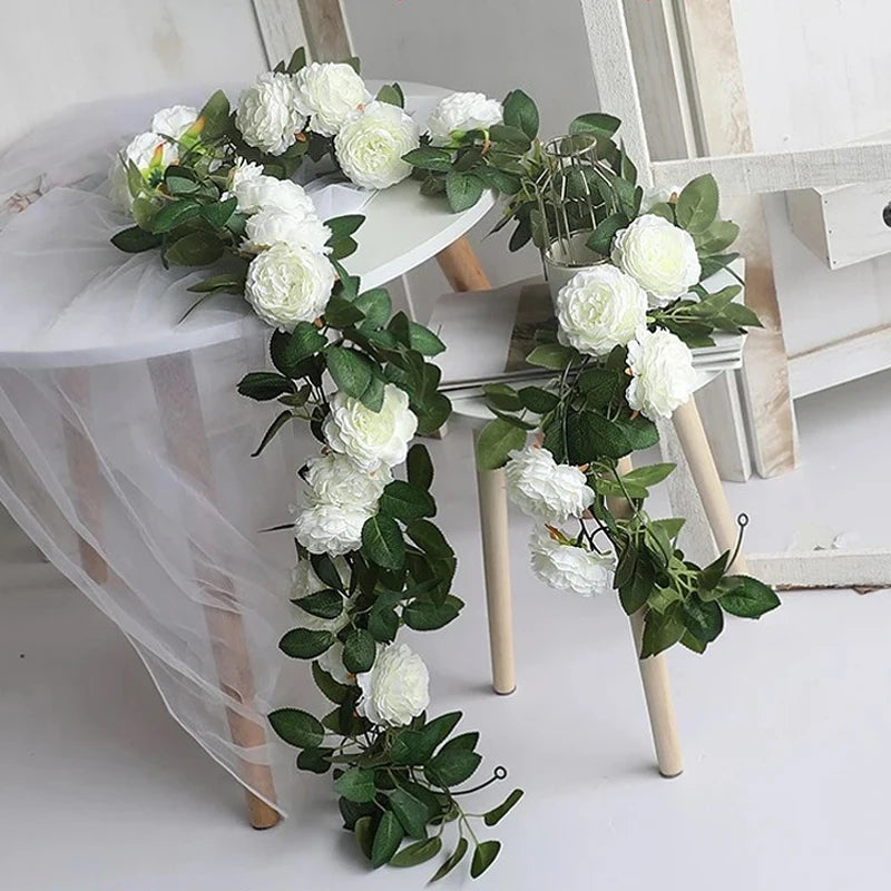 Pink Floral Garland with Greenery