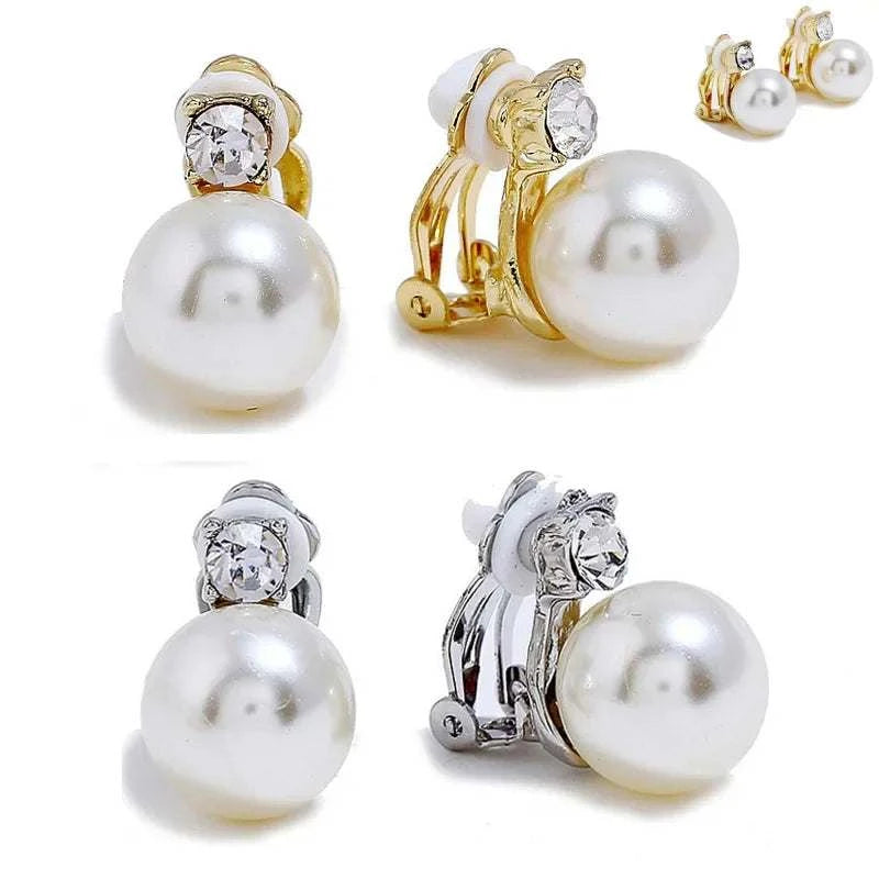 Korean Imitation Pearls Fake Piecring Ear Ring For Women Girl Trendy C