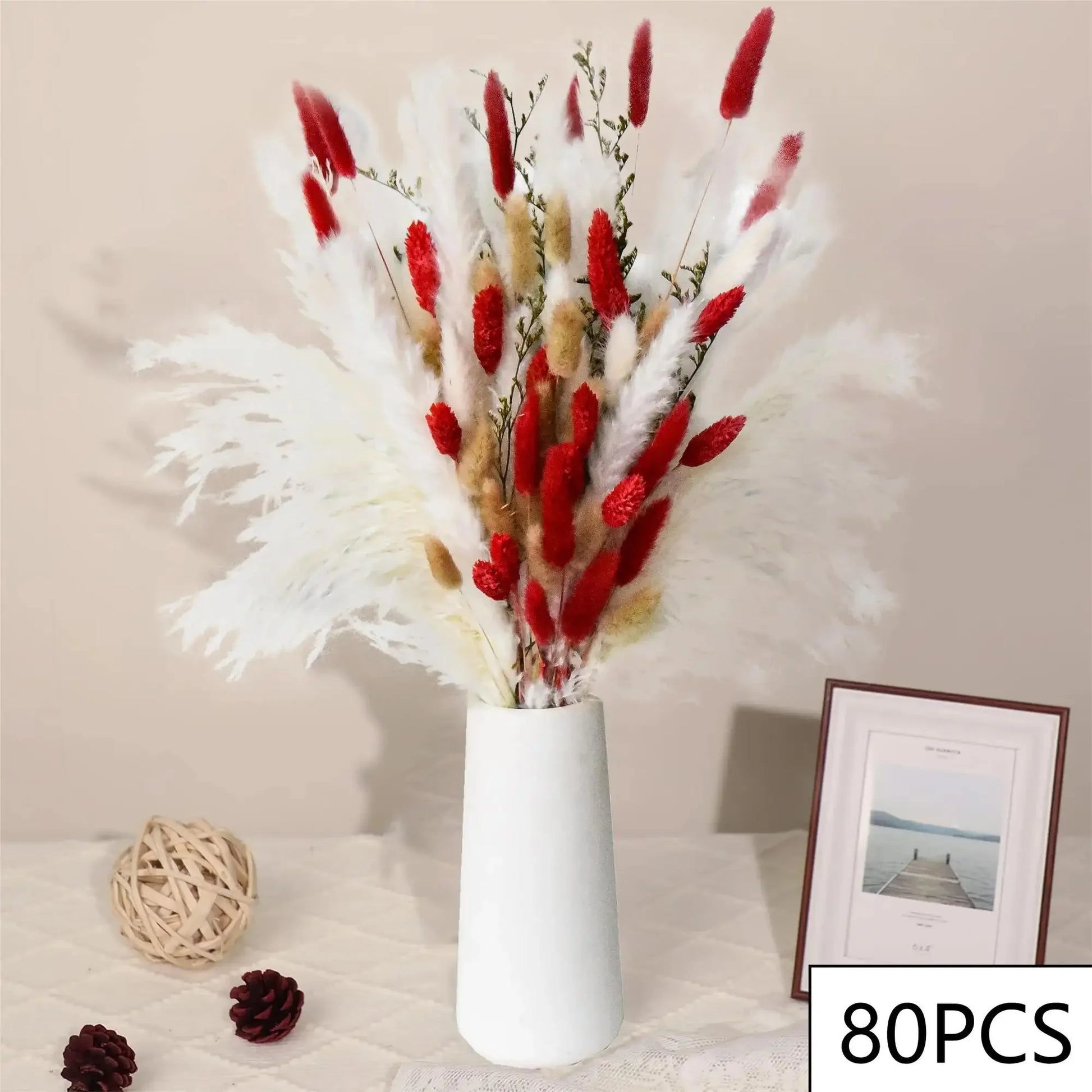 105pcs Natural Dried Flowers Pampas Floral Bouquet Boho Country Home D
