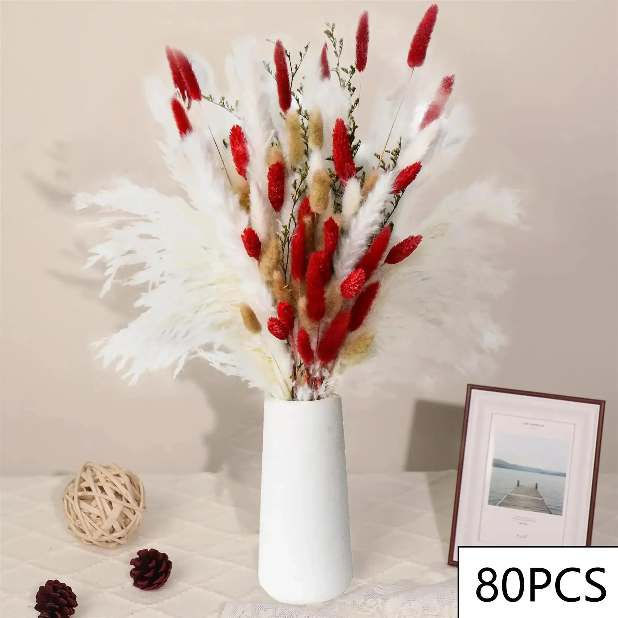 105pcs Natural Dried Flowers Pampas Floral Bouquet Boho Country Home D