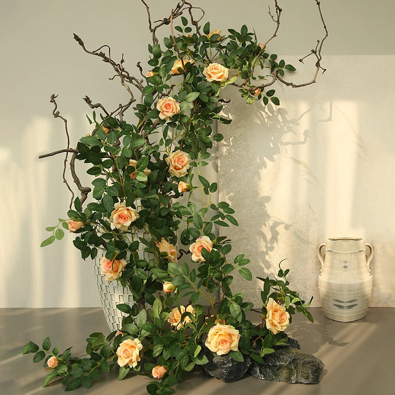 Artificial Cascading Rose & Greenery Garland
