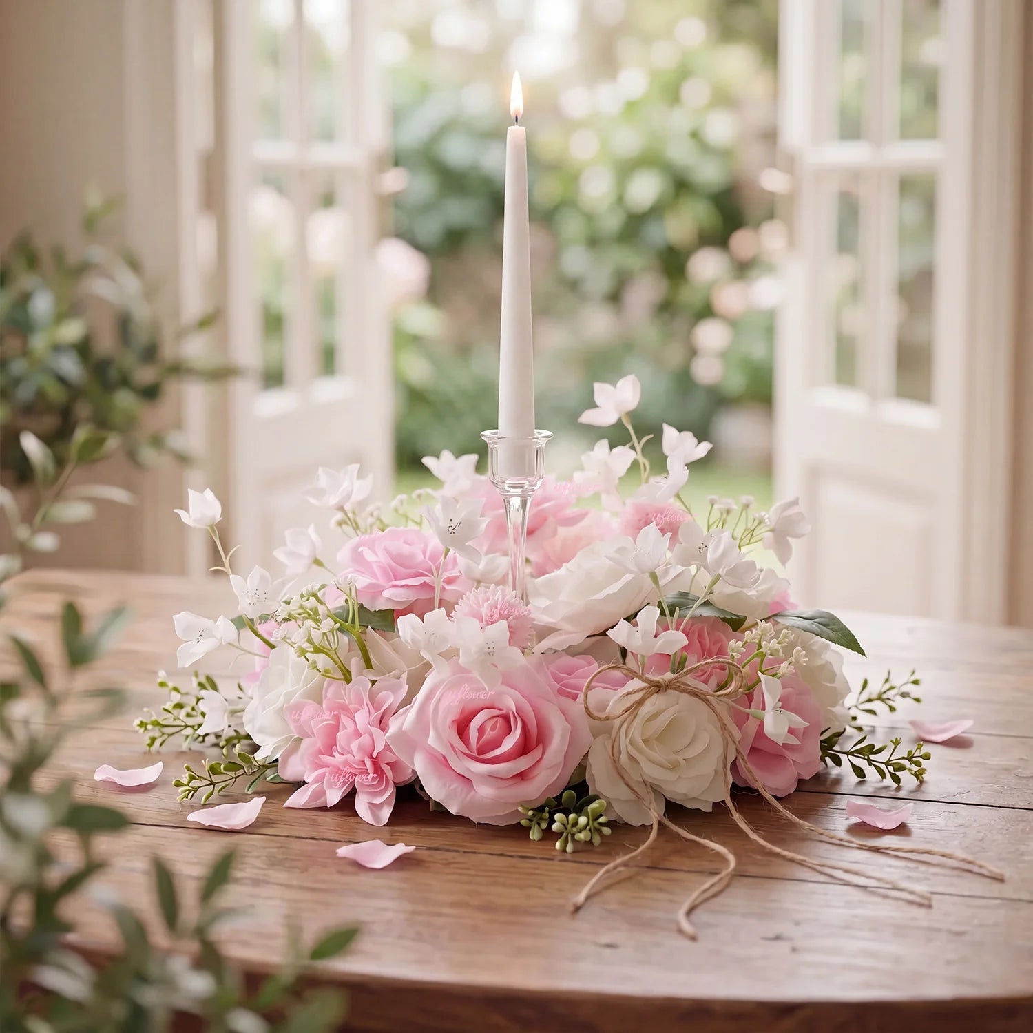 Romantic Pink and White Floral Centerpiece