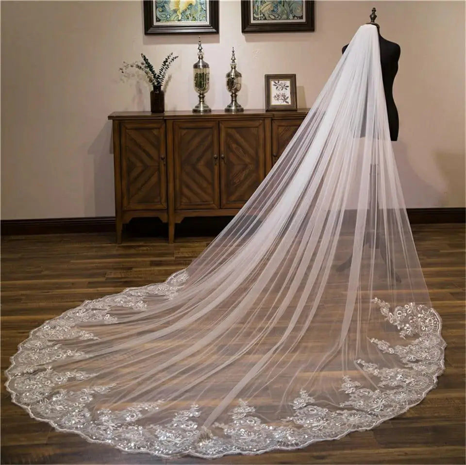 Cathedral Lace Applique Wedding Veil