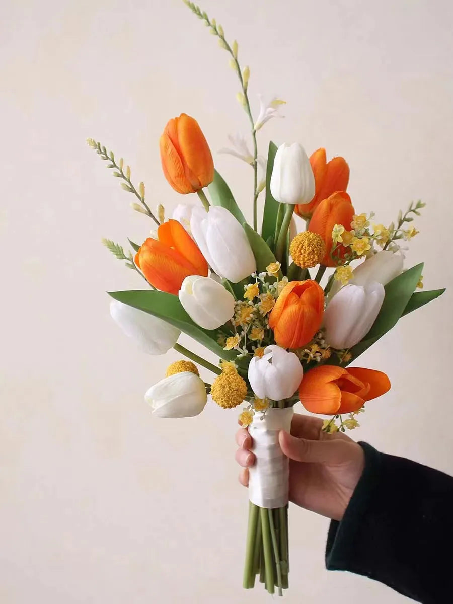 Orange Tulip Bridal Wedding Bouquet