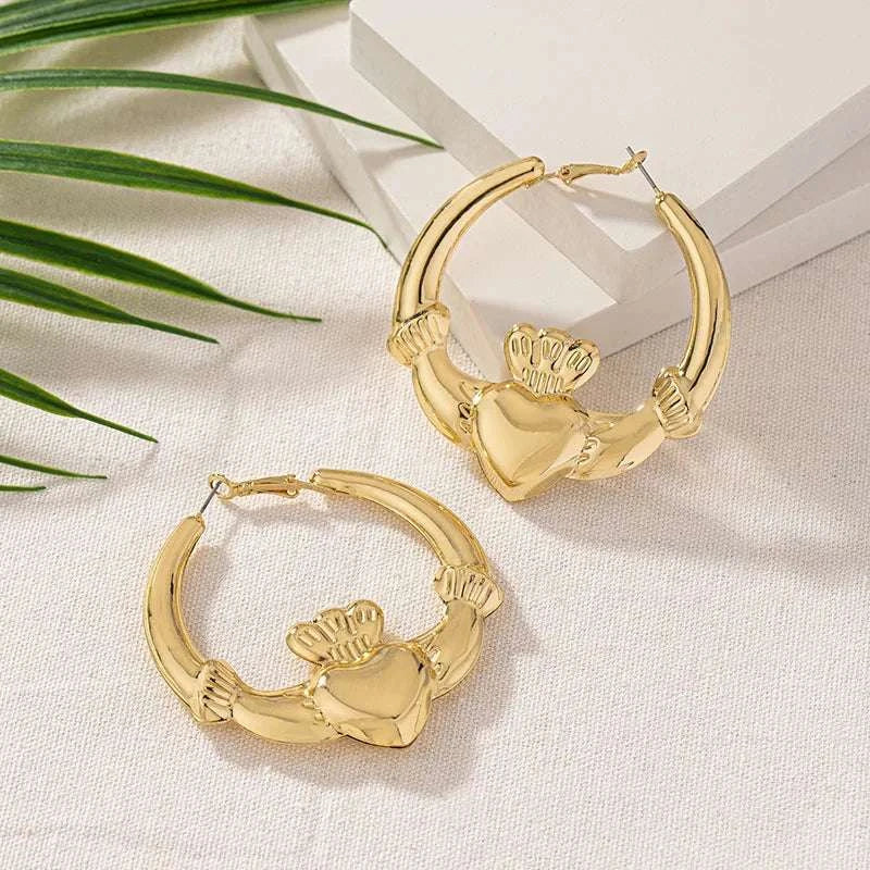 New Style Gold Color Heart Hoop Earring Women Girls Gifts Simple Fashi