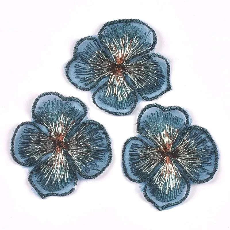 10 Pieces of Embroidered Four Petal Flower Patch Cloth DIY Clothing Ac