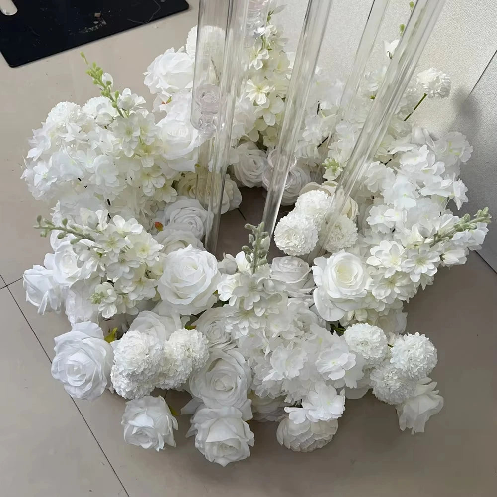Artificial Rose Flower Row Backdrop Decor Piece