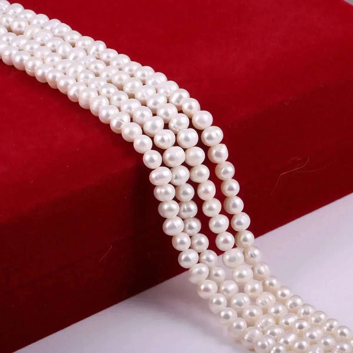 Natural Freshwater Pearls Beaded Non nuclear Round Shaped Beads For Je