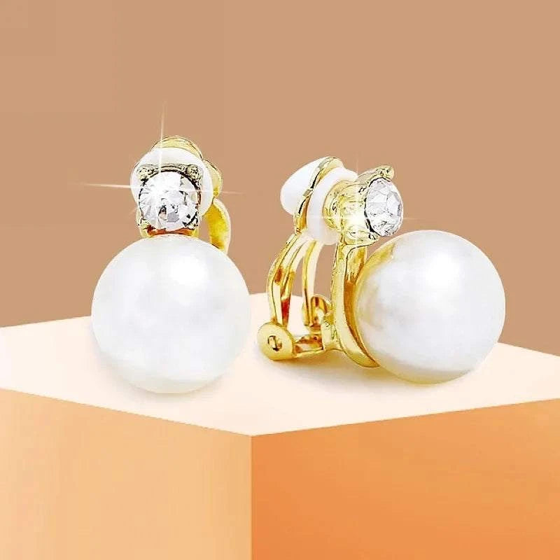 Korean Imitation Pearls Fake Piecring Ear Ring For Women Girl Trendy C
