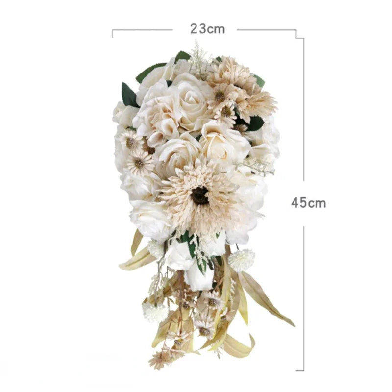 Champagne Waterfall Bridal Bouquet