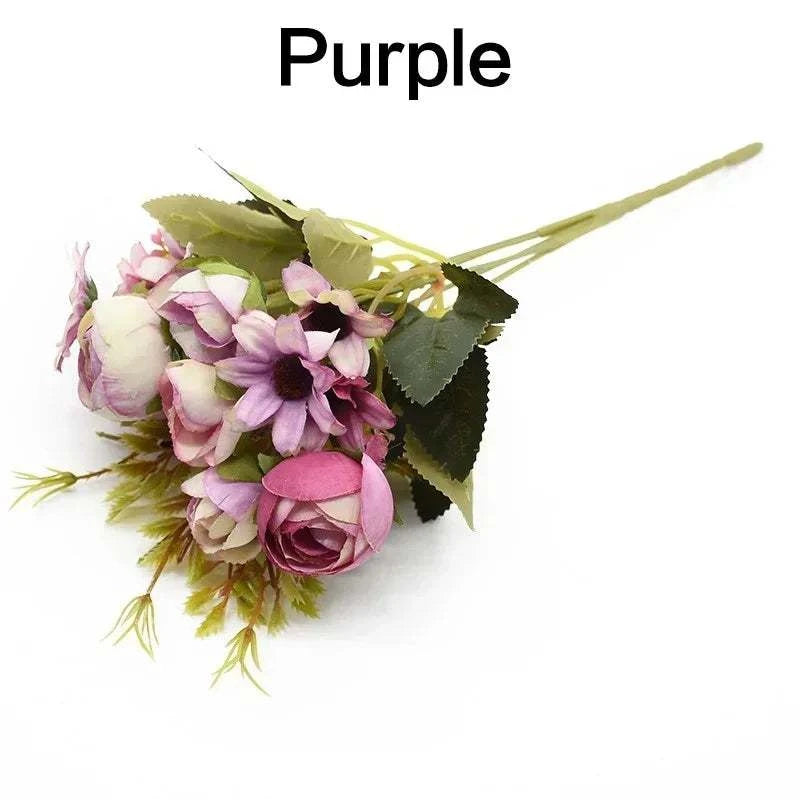 Artificial Flower Bouquet 13 Heads European Peony Silk Flowers Plastic