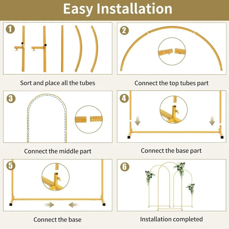 Gold Wedding Arch Stand Event Backdrop Frame